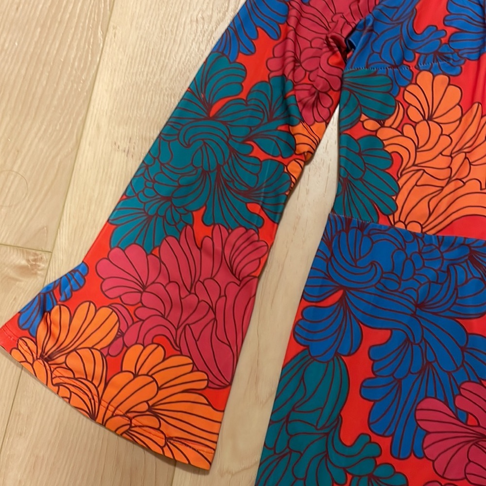 Never Fully Dressed Red Blue Orange Floral Long-Sleeve Mini Dress - Picture 7 of 15